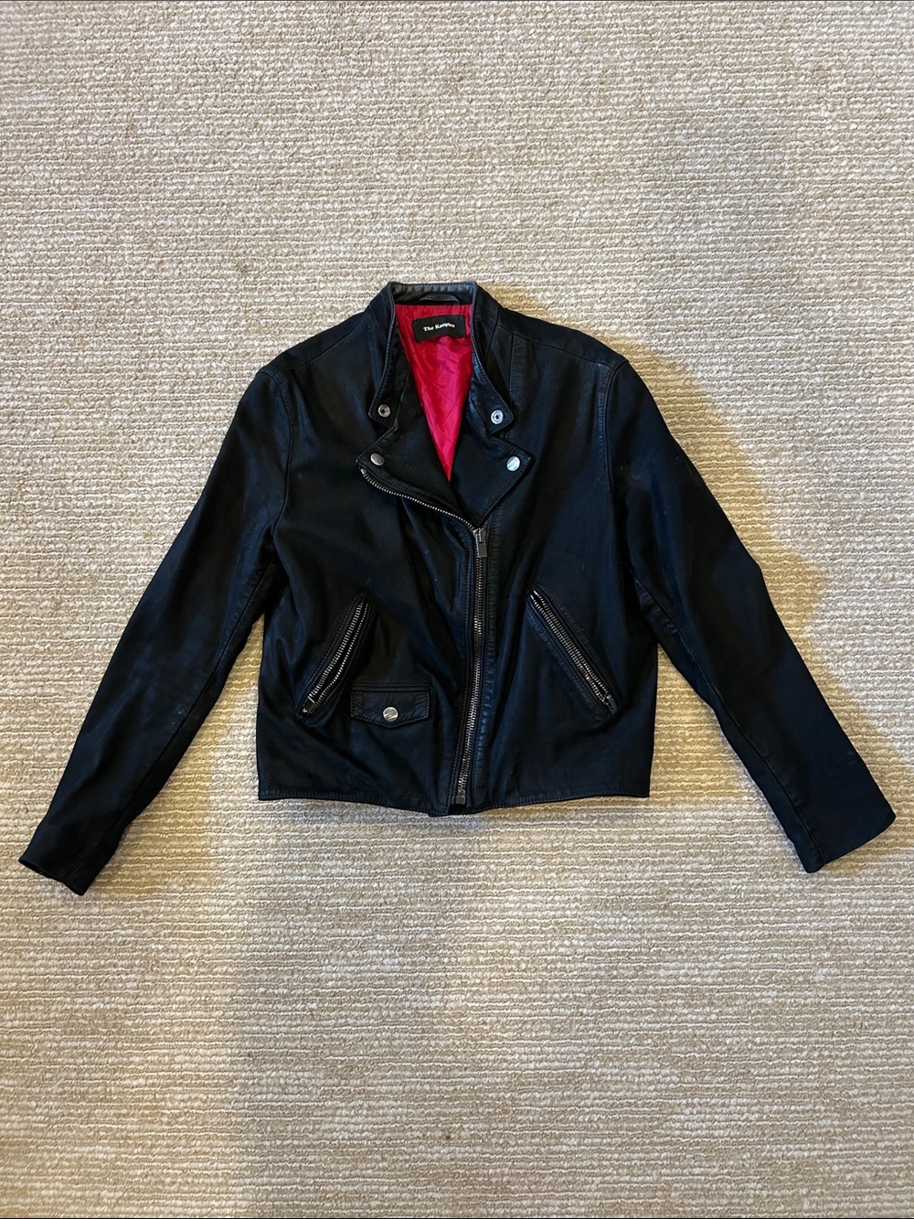 The Kooples Black Leather Moto Jacket, Size XS